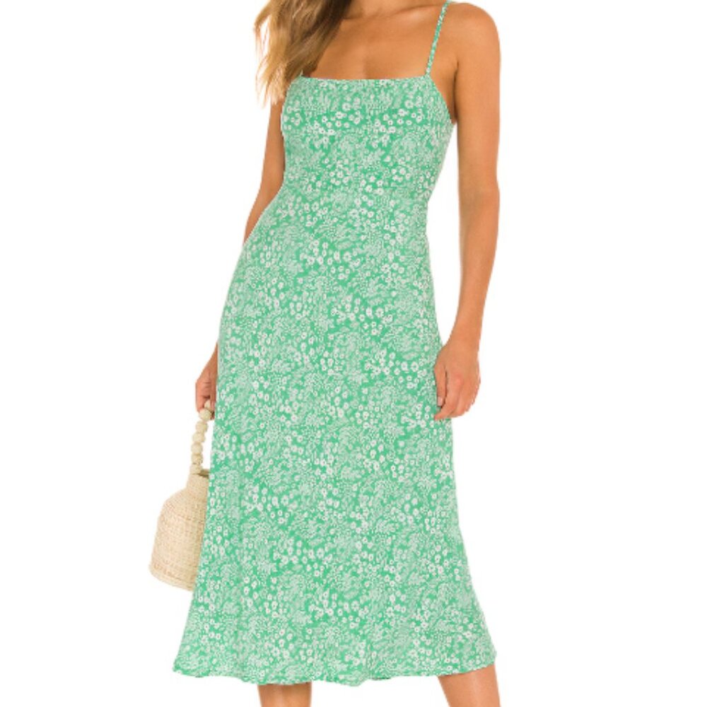 NWT ASTR the Label Gabrielle Green Printed Midi